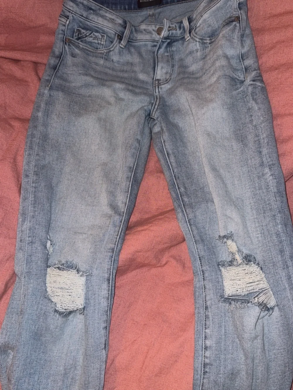 Buckle Light Blue Distressed Skinny Jeans